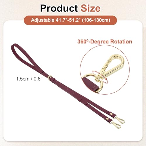 uxcell Genuine Leather Purse Strap, 41.7"-51.2" Adjustable Crossbody Replacement Straps 0.6" Width for Women Handbags Shoulder Bag (Burgundy, Gold Buckle) by uxcell - Used condition - Image 2