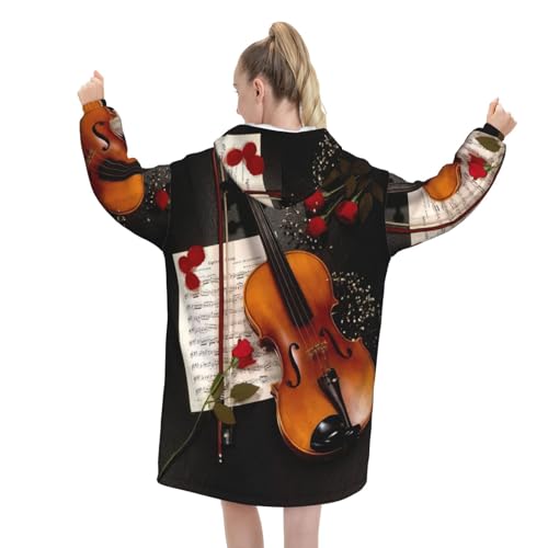 Couverture à capuche en flanelle épaisse et douce notes de violon