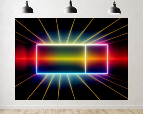 Trykid 8x8ft Neon Frame Light Beam Backdrop Retro Synthwave Bold
