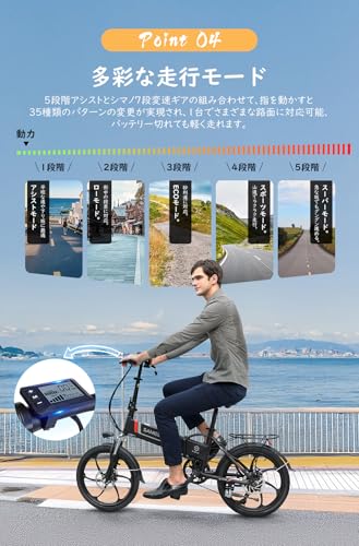 SAMEBIKE 電動アシスト自転車 折りたたみ 20インチ シマノ7段変速ギア付き の商品画像 3