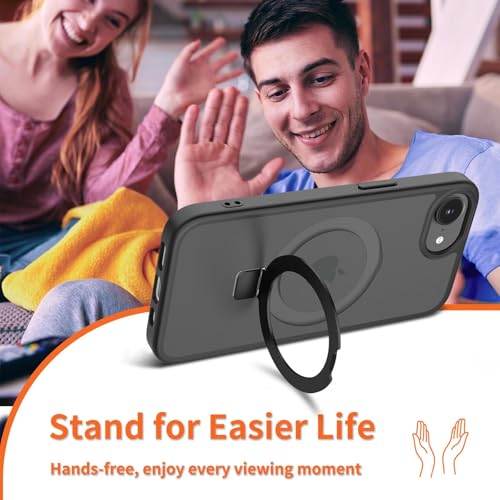 Image of Magnetic for iPhone 16E Case, 6.1 inch, Compatible with MagSafe, Rugged Kickstand, Not-Yellowing Military-Grade Protection, Matte Black