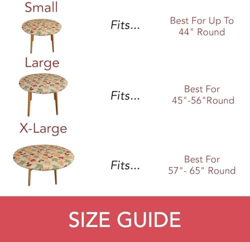 Covers For The Home Deluxe Elastic Edged Flannel Backed Vinyl Fitted Table Cover - All-Over Leaves Pattern - Small Round Oblong Oval - Fits Tables up to 40" - 44" Diameter