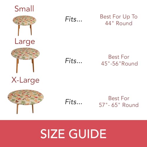 Covers For The Home Deluxe Elastic Edged Flannel Backed Vinyl Fitted Table Cover - All-Over Leaves Pattern - Large Round Oblong Oval - Fits Tables up to 45" - 56" Diameter