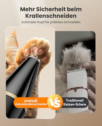 oneisall Pfotentrimmer für Hunde mit 2 Messerkopf, Paw Trim Pro dr Pfoten IPX7 Wasserdicht Hundepfoten Trimmer Leise Schermaschine Hund Katzen für Pfoten, Augen, Ohren, Gesicht, Körpe