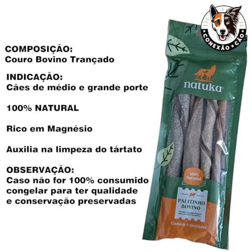 Kit com 3 pacotes - Palitinho Bovino 4un P/cães Natuka