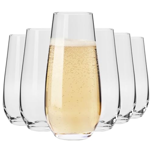 Consejos para Comprar Copas de champán sin tallo los 5 mejores. 45 Krosno - Copas de champaña sin tallo, juego de 6, 7.5 onzas, perfectamente transparentes, sin plomo, copas de champaña para Prosecco, vino espumoso, champaña y mimosas, aptas...