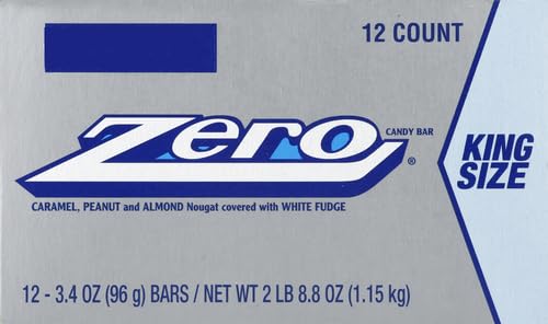 Miniatura 8 de ZERO Caramelo blanco, caramelo, turrón de maní y almendras, envueltos individualmente a granel, barras de 3.4 onzas (12 unidades)