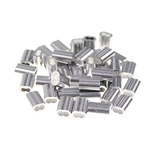 Sutemribor 1/8 Inch Aluminum Crimping Loop Sleeve for Wire Rope and Cable, 50 Pieces - Thumbnail 3