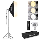 Softbox Lighting Kit Photography Soft Box 20'' X 28'', 85W Studio 3000-6000K LED-Bulb LED Sof Box Light, 6.7'Soft Light Stand, Remote Set, BEIYANG