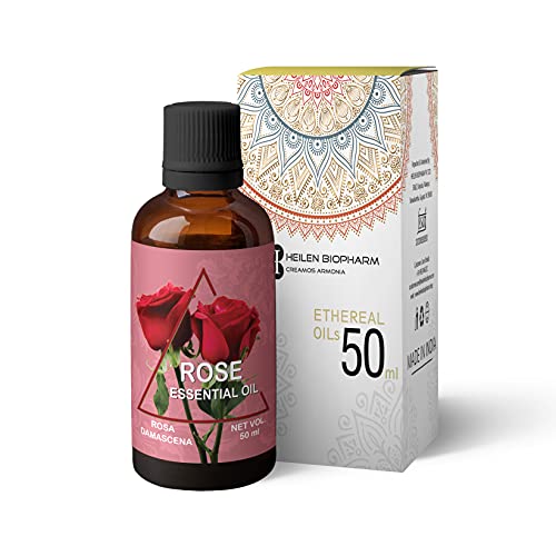 Image of Heilen Biopharm Food Grade Edible Rose Essential Oil For antidepressant antiseptic, anti-inflammatory, astringent aphrodisiac- 50 ml Bottle Pack of 1