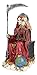 Ebros Gift Santa Muerte Holding Scythe Hourglass and Scales of Justice with Wise Owl Seated On Throne Figurine Holy Death Bone Mother Patron of Wealth Protection Purity Love Health (Red)