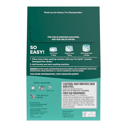 Image of Tru Earth Fabric Softener Sheets | Original Eco-Strip Liquidless Detergent for Travel | 50 Sheets | Fragrance-Free