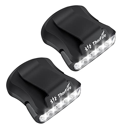 ThorFire Cap Hat Light - 5-LED Rotatable Clip Headlamp for Ball Hat Cap Visor Light Head Lamps Strap Clip Light Hands Free for Hurricane Emergency Outages Snowstorm Running Cycling -2 Pack
