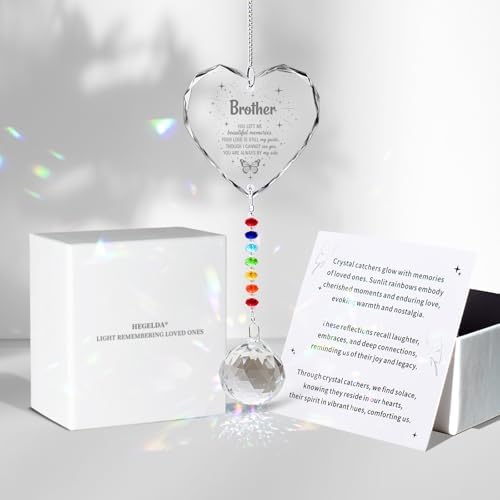 Hegelda Sympathy Gifts for Loss of Brother Crystal Suncatcher Ornaments
