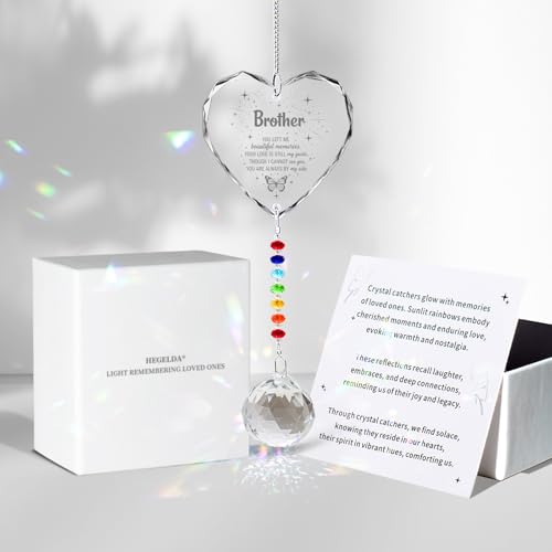 Hegelda Sympathy Gifts for Loss of Brother Crystal Suncatcher Ornaments