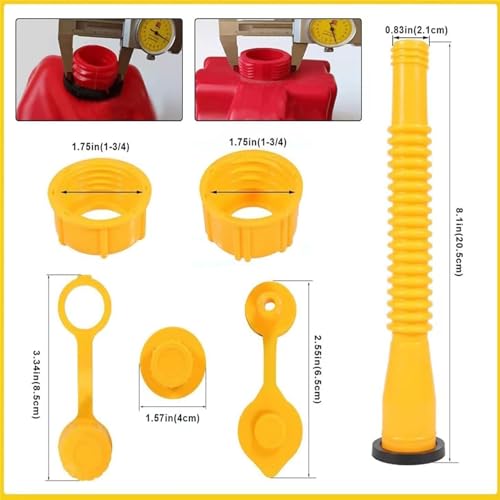 Confrontk Gas Can Spout, Upgraded Replacement Gas Can Spout with Flexible Nozzle, With Gas Tank Vent Caps, Spout Cover, Thick Rubber Pad, Base Cap and Drill Bits (4)