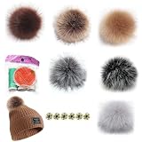 HASLED 6er Set Fellbommeln für Mützen mit Druckknopf - Abnehmbare Pompoms in...
