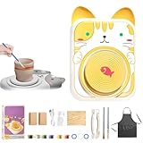  Explcior Bonito Juego de Torno Cerámica con Forma de Animal para Niños, Minitaller de Cerámica DIY, Kit Completo Pintura Cerámica, Máquina Porcelana, Manualidades para Niñas Y Niños(01,8Clay)