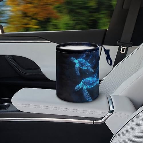 Image of Sea Turtle Print Car Trash Can, Cute Car Trash Bag, Hanging Organizer and Storage Bag, Universal Fit for Front Seat, Back Seat, Floor, Headrest