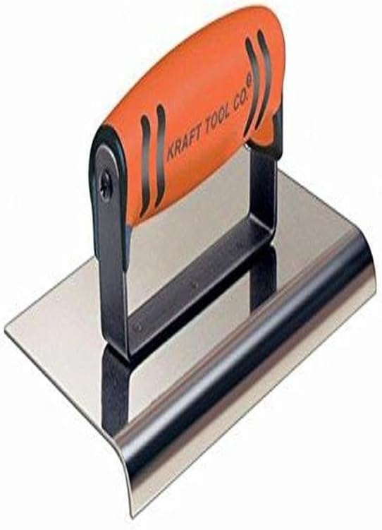 Kraft Tool CF107PF 3/8-Inch Radius 1/2-Inch Lip Stainless Steel Sidewalk Edger with ProForm Handle, 8 x 8-Inch