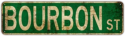 Metal Sign Tin Sign Bourbon St Street Sign Road Sign 4X16 Inch