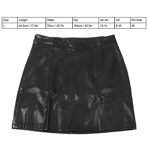 Saia Curta Feminina, Saia de Couro PU Elegante, Confortável e Fácil de Limpar, Zíper de Quadril Emba