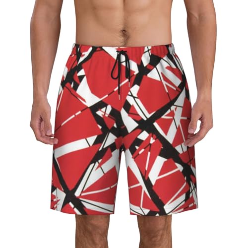 Men's Shorts Bathing for Van.1986 Halen Beach Pants,Swimming Beach Shorts Mesh Lining Bathing Suits with Pockets for Sports Black, 3X-Large