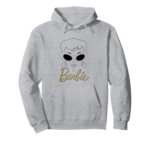 Sweat Barbie vintage avec imprimé lunettes dorées brillantes et capuche couvrante