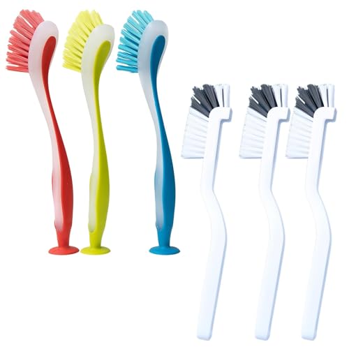 6Pcs Dish Brushes for Washing Up, Washing Up Brushes for Kitchen Long Handles Dishwashing Brush, Dish Cleaning Brush Suitable Cleaning Kitchen Sink and Bottles ﻿