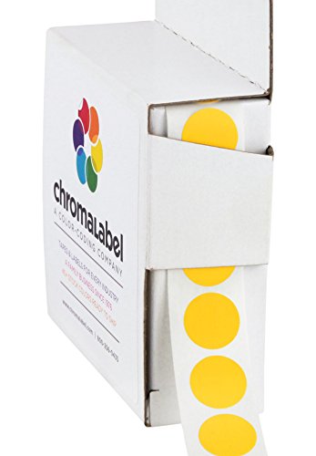Chromalabel 1/2 Inch Round Permanent Color-Code Dot Stickers, 1000 Per Dispenser Box, Goldenrod #TOP18