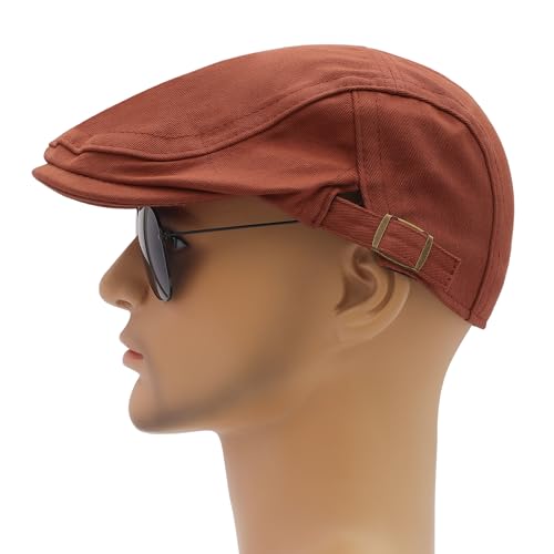 Image of ZLYC Men Cotton Flat Cap Summer Scally Ivy Gatsby Newsboy Beret Driver Cabbie Hunting Hat