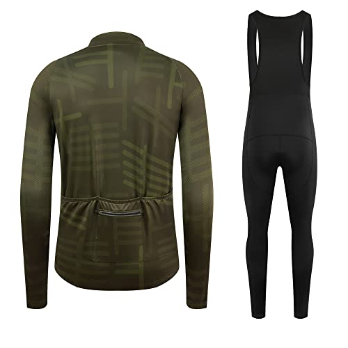 GCRFL Conjuntos de camisa de ciclismo de inverno de lã térmica + calça babador, conjuntos de roupas