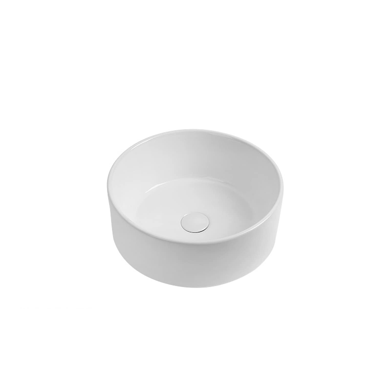 Aioneer Round Bathroom Vessel Sink, 15.8"X15.8"X4.7" Ceramic Bathroom Sink,Above Counter Ceramic Porcelain Vanity Sink With Black Bathroom Faucets,Modern Bathroom Sinks,Art Basin-White