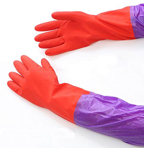 Pivby Fish Tank Gloves Aquarium Water Change Tools Dry Rock For Saltwater Aquariums - Elastic Forearm Seals & Prevents Leaks - Heavy-Duty Construction 19.3-Inch (1 Pair) #TOP4