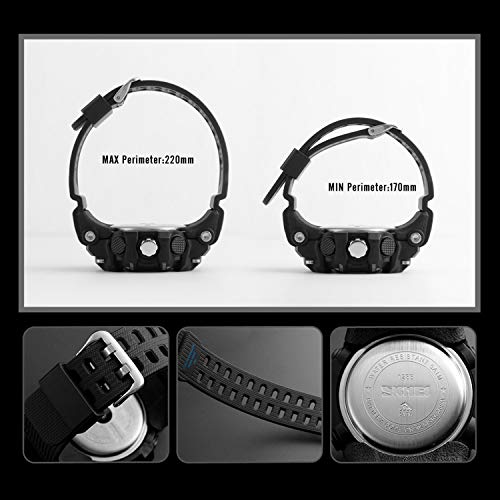 Mens Military Digital Watches 50M Waterproof Outdoor Sport Watch Multifunction Casual Dual Display Stopwatch Wrist Watch - All Black #TOP6