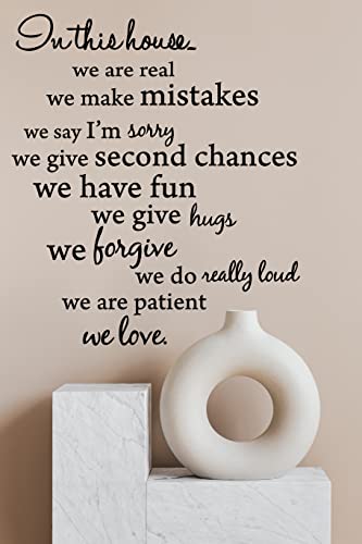 Blinggo Black in This House Wall Art Vinyl Decal, 20 inch x 20 inch Vinyl Wall Art Inspirational Quotes and Saying Home Decor Decal Sticker Steams