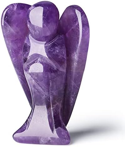 QINJIEJIE Healing Crystal Pocket Guardian Angel Amethyst Gemstone Home Decoration Male and Female Angel Statue 1.5 inch Valentine's Day Gift