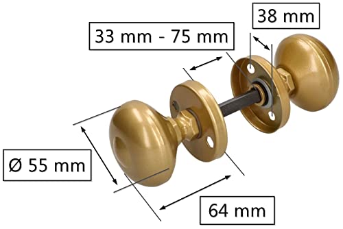 KOTARBAU® Drehbarer Türknauf ⌀ 55 mm Gold Ideale Ausstattung für Garagen-Seitentüren in Wohn- und Geschäftsräumen