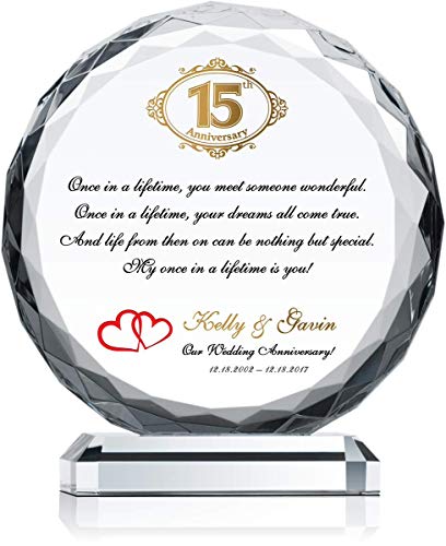 9. Personalized Crystal 15th Wedding Plaque