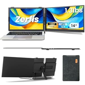 Extensor de pantalla para laptop, monitor portátil ultrafino FHD 1080P de 14 pulgadas para laptop, 1.3 libras, extensor de monitor dual ligero Plug & Play para portátiles de 13 a 17 pulgadas