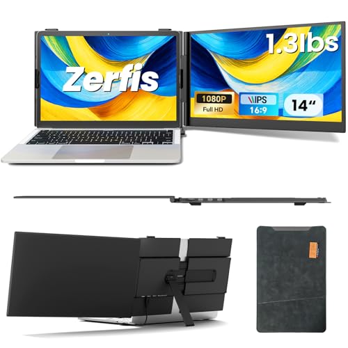 Zerfis 15.3" Laptop Screen Extender, Ultra-Thin 1200P Portable Monitor for 14"-17.3" Laptops, 1.76lbs Lightweight Dual Screen Extender Plug & Play, Works with Windows/Mac/Android/Chrome by Zerfis - Used condition - US$133.05