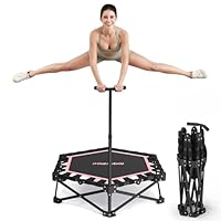 HXD-ERGO 42\" Foldable Mini Rebounder Trampoline, Home Fitness Trampoline for Adults, Indoor Exercise Jumper, No Installation Required and Portable, Black-Blue