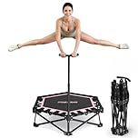 HXD-ERGO 42" Foldable Mini Rebounder Trampoline, Home Fitness Trampoline for Adults, Indoor Exercise Jumper, No Installation Required and Portable, Black-Blue
