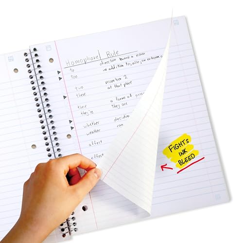 Five Star Spiral Notebook + Study App, 5 Subject, Wide Ruled 8" x 10.5" Paper, 200 Sheets, Fights Ink Bleed, Water Resistant Cover, Black (72045) - Image 4