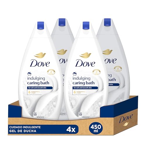 Dove Gel de Baño Cuidado Indulgente Con crema hidratante 450 ml (Paquete de 4)