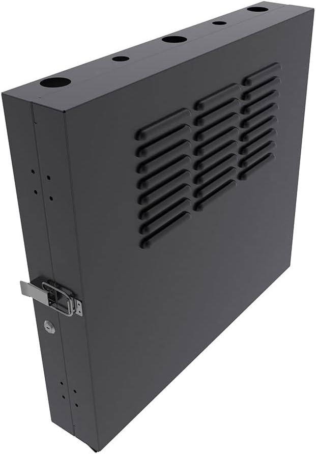 NavePoint 2U Vertical Server Rack Enclosure, Low Profile, 20" Deep, Max Weight Capacity 150 lbs - 2U Network Cabinet Vertical Wall Mount, Perforated, Black