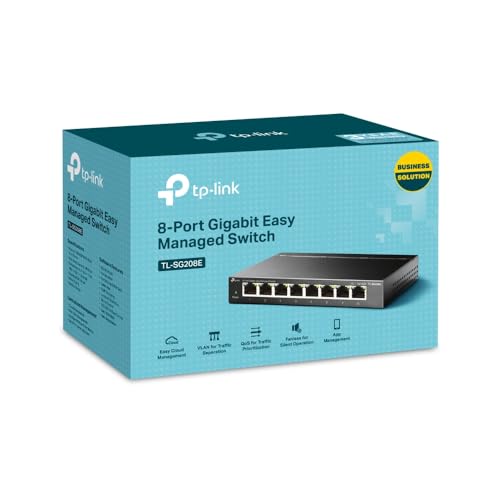 TP-Link 8 Port Gigabit Easy Managed Switch, VLAN, Auto Loop Prevention, IGMP Snooping, Fanless, Managed by Omada, Durable Metal w/ Shielded Ports(TL-SG208E) by TP-Link - Image 4