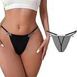 ADSEXY Women G-String Thongs T Back Low Waist Seamless Underwear Sexy Heart Shape Chain Black