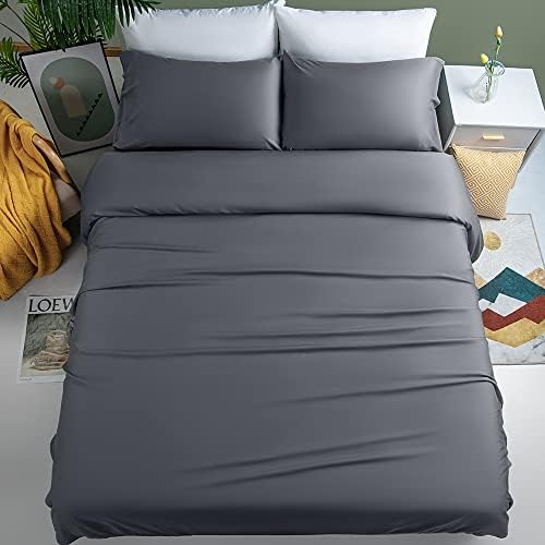 Shilucheng 100% Cooling Bamboo Sheets Set- Queen Size 1800 Thread Count Soft Bed Sheets,16 Inch Deep Pocket,Breathable,Comfortable and Pilling Resistant -4PC(Queen,Dark Grey)