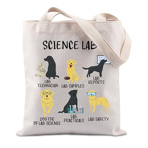 FUNYSO Scienza regalo Labrador Retriever regalo scienziato regalo laboratorio scienza regalo laboratorio scienza regalo laboratorio cane tote bag, Science Labs Regno Unito, 0